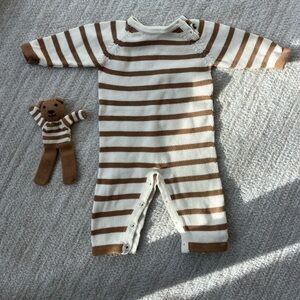 Estella NYC baby organic knitted romper + bear 🧸